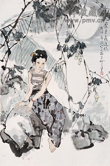 宋吟可 少女图 立轴