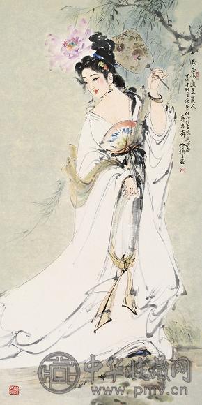 白伯骅 1994年作 长安丽人 立轴 设色纸本