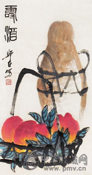 娄师白 寿酒图 立轴 设色纸本