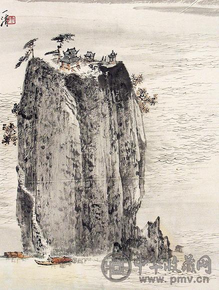 陶一清 山水 镜心 设色纸本