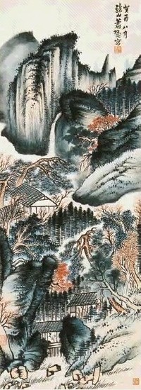 萧谦中 山水 立轴 纸本