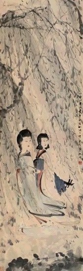 傅抱石 1945年作 春光图 立轴 设色纸本