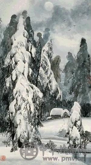 于志学 甲子(1984年)作 雪景山水 立轴 设色纸本