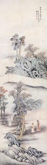 钱杜 1831年作 秋林月话 立轴