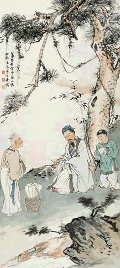 胡爽厂、汪溶 山水、人物 立轴 纸本