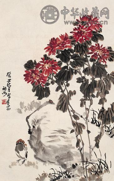 来楚生 1973年作 秋英图 立轴 设色纸本