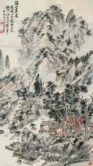 蒲华 甲申(1884年)作 山水 中堂 设色纸本