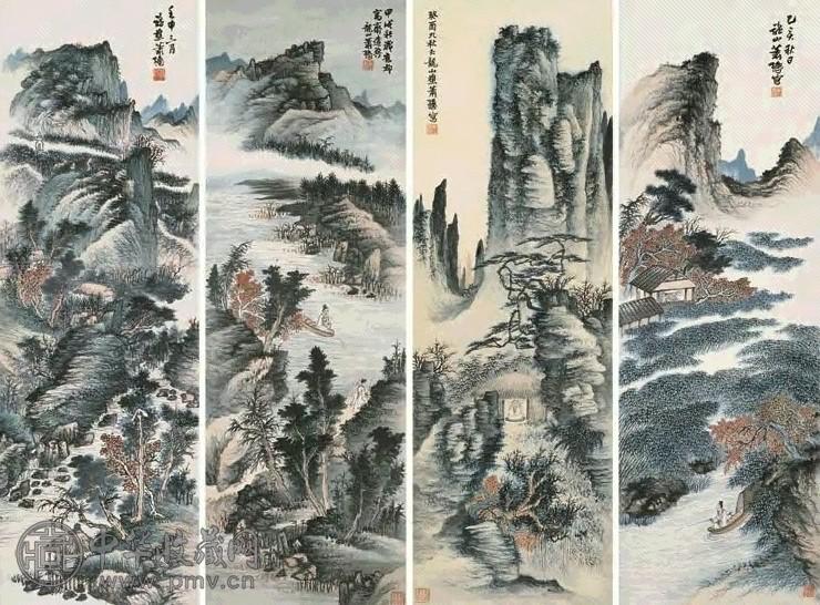 萧谦中 山水 镜心 设色纸本