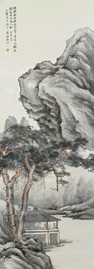 金城 1924年 缨谷清话图 立轴 设色纸本