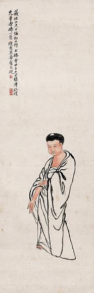 张善孖 甲子(1924年)作 无量寿佛 立轴 设色纸本