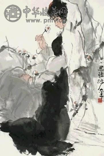 周思聪 赏梅图 镜心 设色纸本