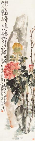 赵云壑 辛巳(1941年)作 花卉 立轴 设色纸本