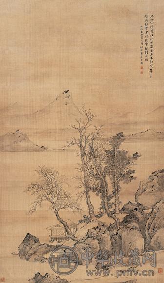 蔡嘉 1742年作 独抱灵根 立轴 设色绢本