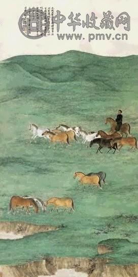 谢稚柳 草原放牧图 轴