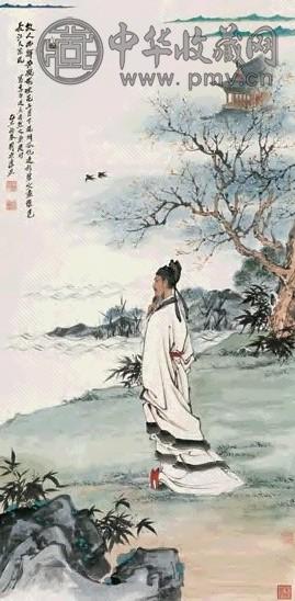 刘凌沧 乙丑(1985年)作 李白诗意图 立轴 设色纸本