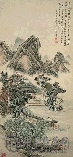 汤雨生 山水 镜心 设色纸本