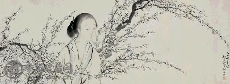 胡锡珪 1880年作 梅花仕女 横披 设色纸本