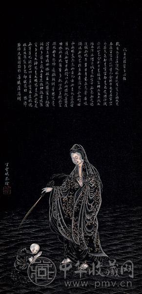 丁云鹏(款) 金绘观音 立轴 设色绢本