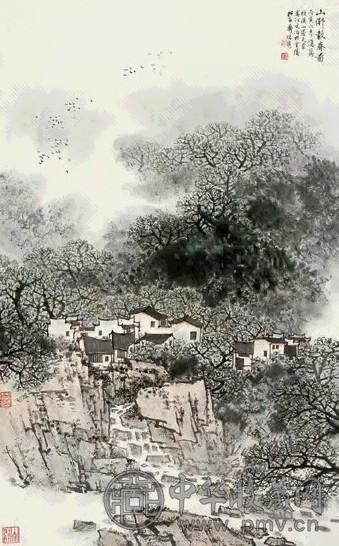 宋文治 山乡报春 立轴 设色纸本