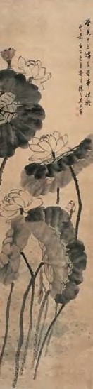 吴镜汀 壬子(1852年)作 荷花 立轴 设色纸本