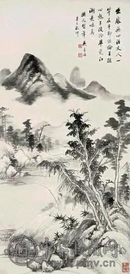 吴子深 1941年作 子陵闲钓图 立轴 水墨纸本