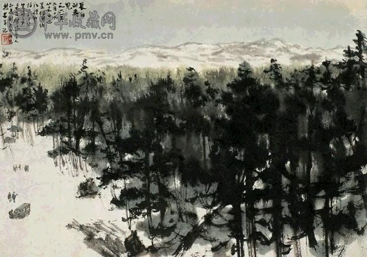 傅抱石 1961年作 长白山再见 镜心 水墨纸本