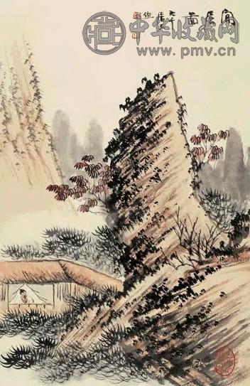 张大千 闲居图 册页 设色纸本 收藏资讯|艺术家|书画家|书画名人|书法家-中华收藏网