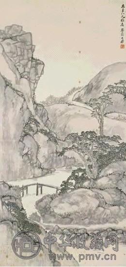 方若 山静水长 立轴 设色纸本