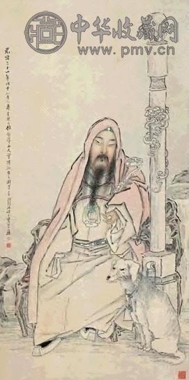 钱慧安 1908年作 赐福图 立轴 设色纸本