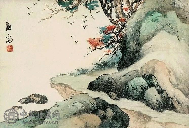 溥佐 山水 立轴 纸本