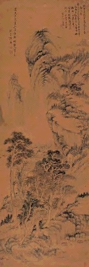 陈鼎 丁亥(1827)年作 山水 立轴 纸本水墨