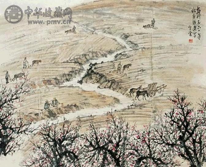 赵望云 1961年作 春耕 立轴 设色纸本