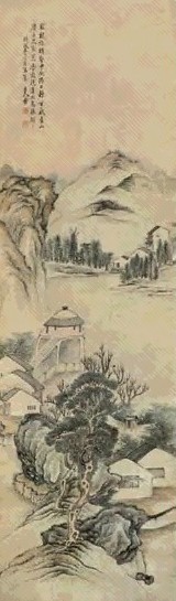 张士保 山水 立轴 设色纸本