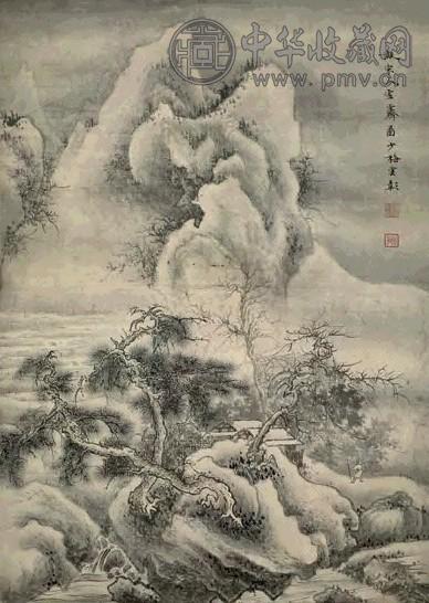 陈少梅 雪霁图 立轴 设色绢本