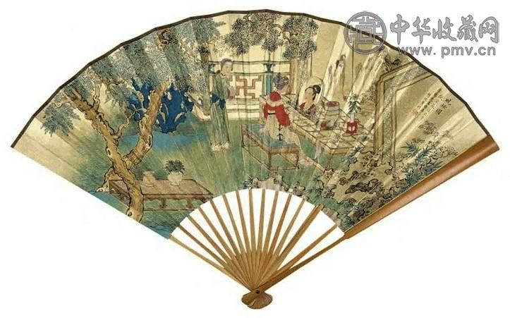 黄均 晓妆图 成扇