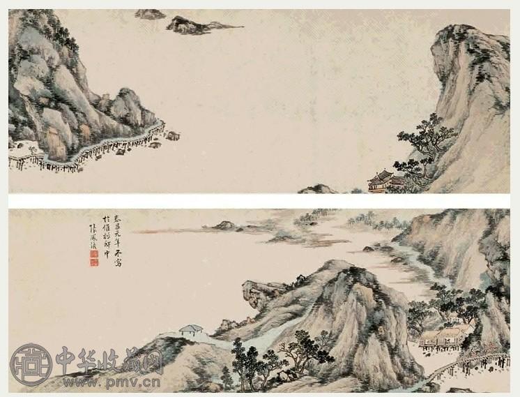 张翮 泰昌元年(1620年)作 行旅图 卷 纸本设色