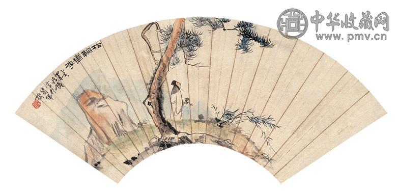 钱瘦铁 1935年作 松鞠犹存 框 设色纸本