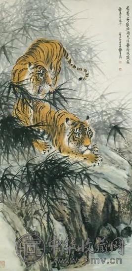 张善孖 现代 双虎 轴