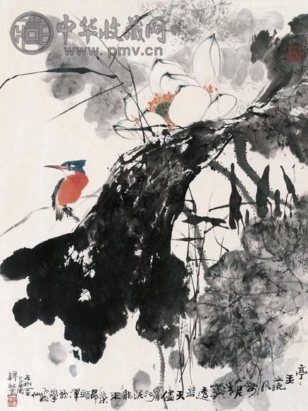 韩敏 荷香翠羽图 镜心 设色纸本