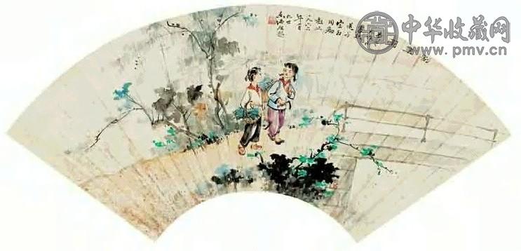 费新我 人物 扇面