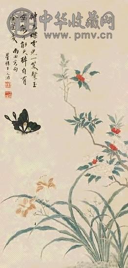 王文治 花蝶 镜心 纸本