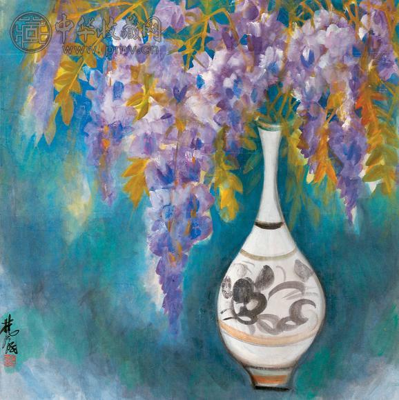 林风眠 瓶花 镜心 设色纸本