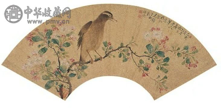 刘德六 己亥(1899年)作 花鸟 扇片 水墨洒金纸本