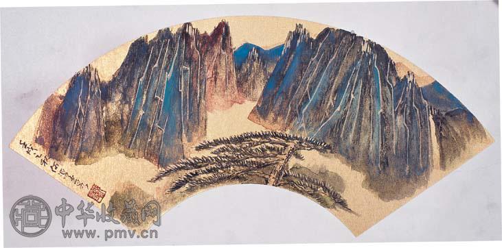 何海霞 山水 扇面 设色纸本