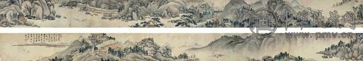 沈周 仿黄公望连峡涧图 手卷 设色纸本