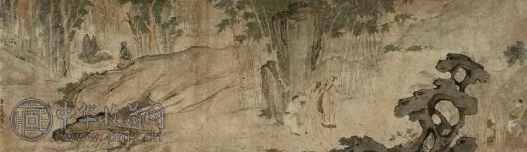 仇英(传) 山水人物 横幅 设色纸本