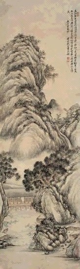 戴熙 1855年作 山水 立轴 水墨纸本