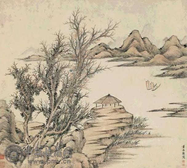 董诰 山水 立轴 设色纸本