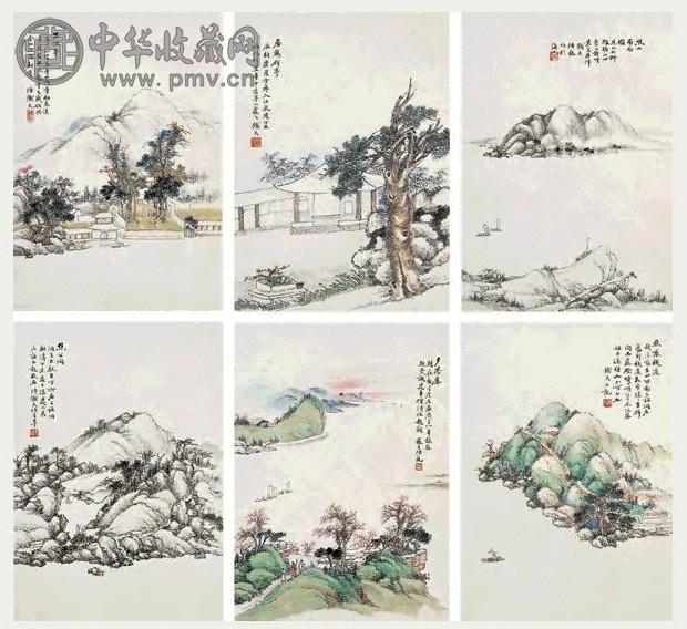 陆龙 庚午(1930年)作 焦山风景图册 册页(12开) 设色纸本