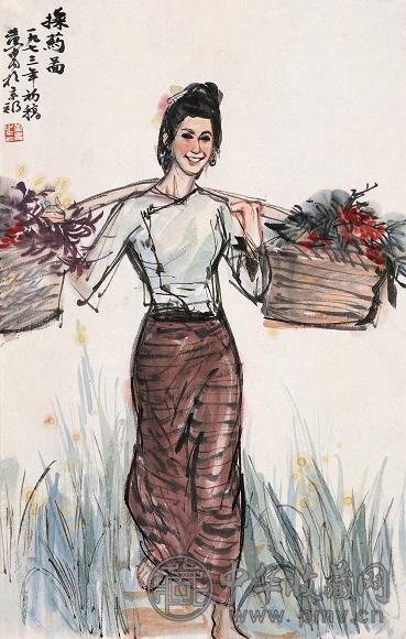 黄胄 1973年作 采药图 镜心 设色纸本